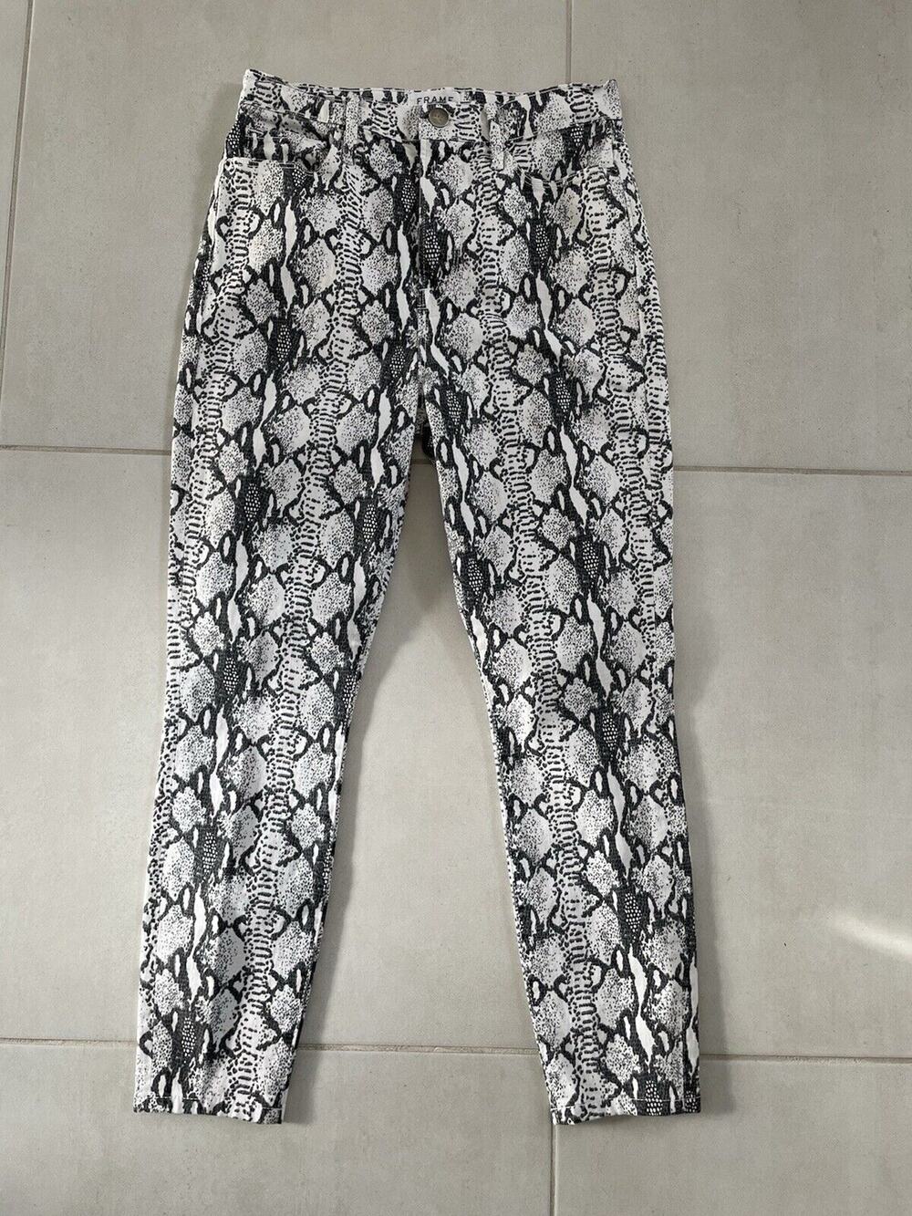 Frame Jeans Denim Skinny Ali High Rise Cigarette Print Stretch
